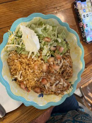 Burrito bowl with pulled pork