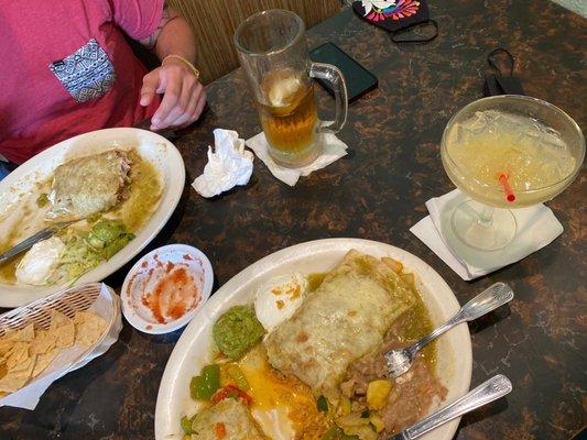 Veggie burrito and Carnitas burrito, of course half eaten because I never remember to take a picture before