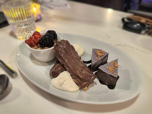 Plateau de Desserts - chef's assortment (parfait, eclair, flourless chocolate)