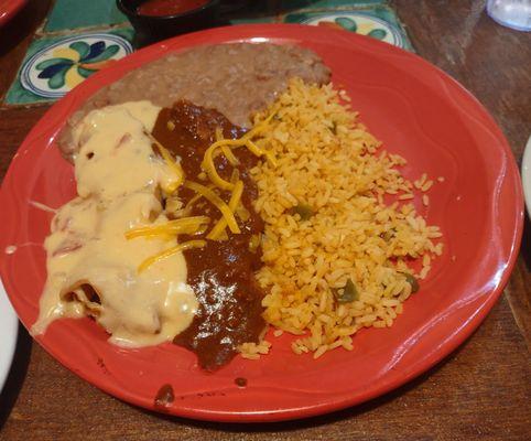 Laredo plate cheese enchiladas cheese taco beans rice