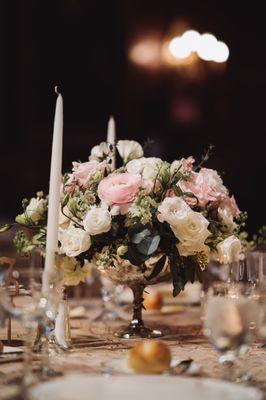 Our wedding center peice at the Harvard Club in NYC by Kate