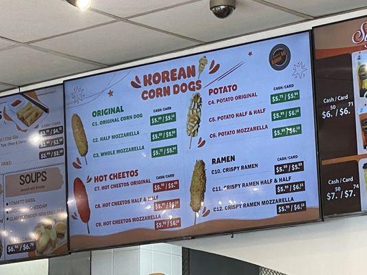 Korean hot dog menu.  Too bad when I tried to order one during lunchtime they had none.