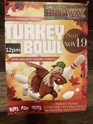 Ongoing variety of fun and creative events... I mean, what's more fun than drunk bowling with frozen turkeys?