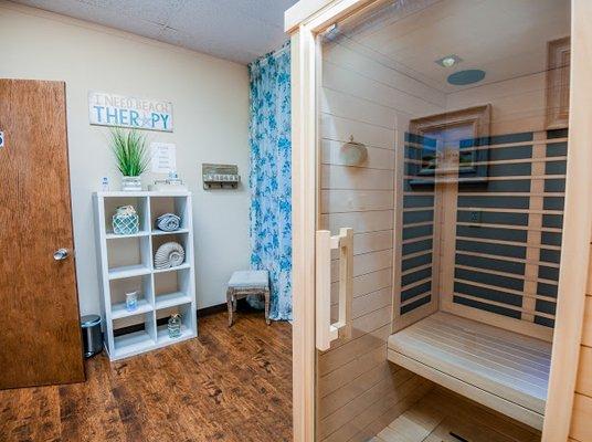 One of our infrared sauna rooms! These things are great to help with weight loss, joint pain and circulation just to name a few things.