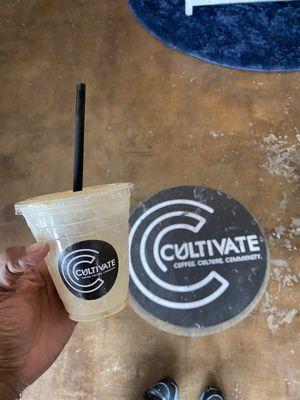 Cultivate cup and floor logo.