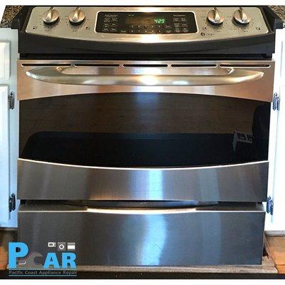 GE Profile Electric range was repaired by PCAR Technician Issue: Oven Not Heating Solution: Bake Element replaced