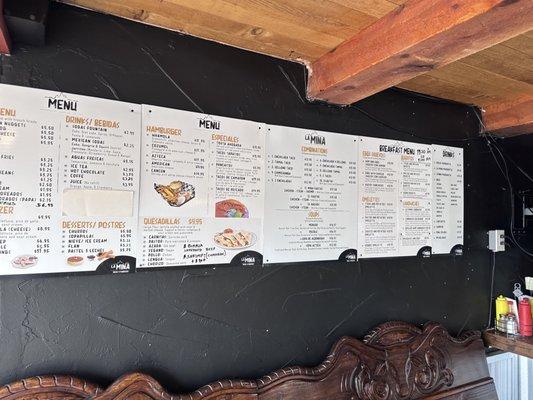 Menu as you walk in