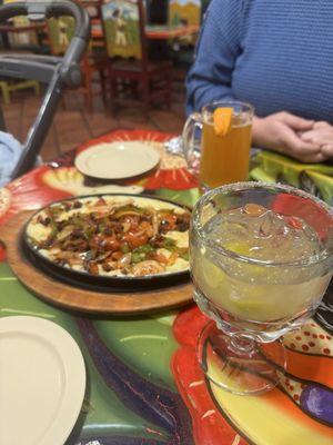 Queso Chorizo Fundido, Margarita, Blue Moon