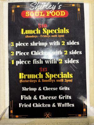 Lunch menu