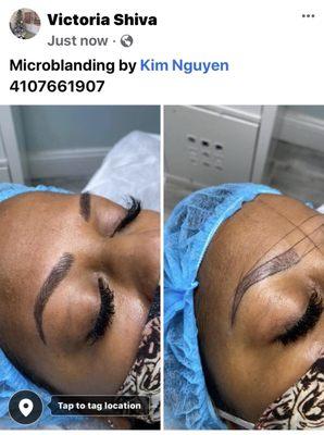 Micrblading eyebown by Kim before and after