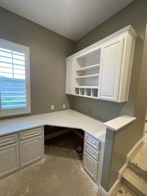 Painted office cabinets.