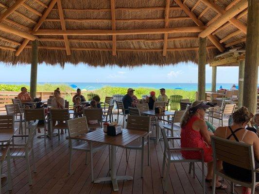 View from the Live Edge bar looking at the ocean.