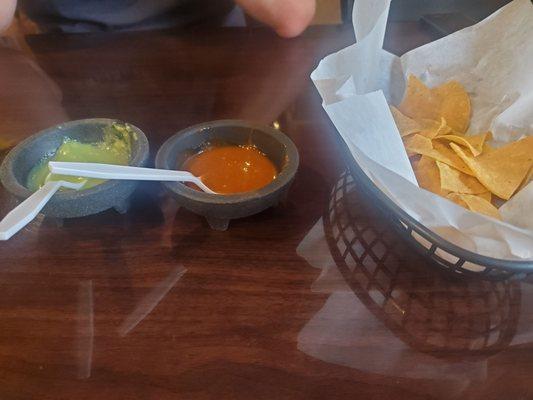 Free nachos with two sauces