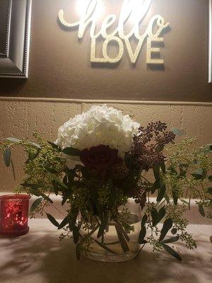 Pretty Hydrangeas in Ladies Room