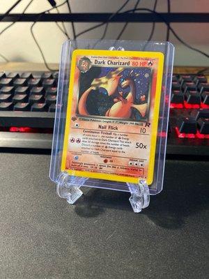 1st Edition Holo Dark Zard on Display