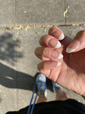 French shellac manicure on natural nails.