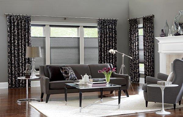 Patterned fabric curtains add visual interest and texture to any room