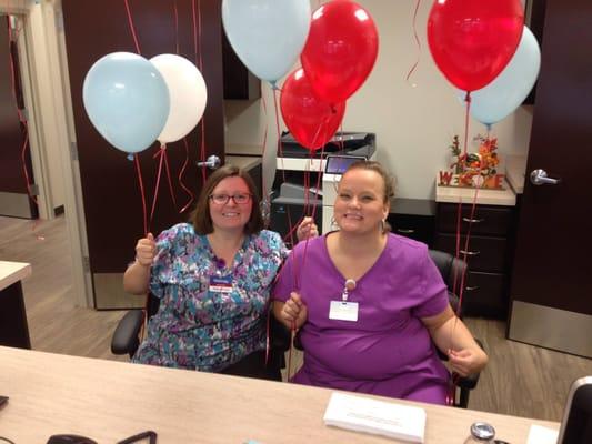 The friendly front desk staff members