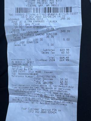 Receipt, proof of purchase