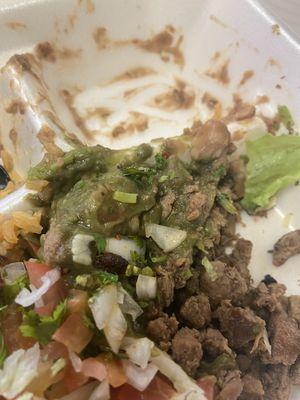 Carne asada dinner plate with old guacamole