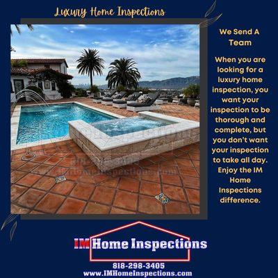 Luxury Home Inspections - we send a team! Because your time is valuable we send a team of inspectors to get the job done!