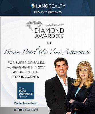 Diamond Award recipients for the second consecutive year!!  Over $50 million in closed sales in 2016-2017!