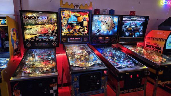 Pinball machines.