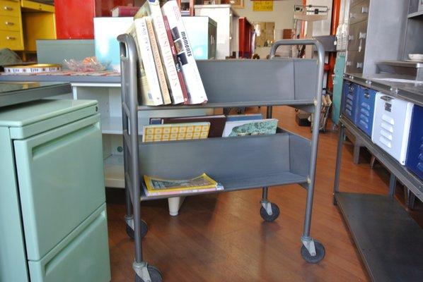 book cart in brush steel