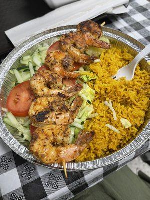 Grill shrimp over rice