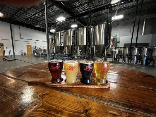 Our spacious brewery! Plenty of room for cornhole or darts while you enjoy your beer flights!