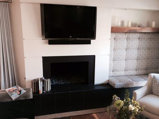 Family room with the awesome black tile