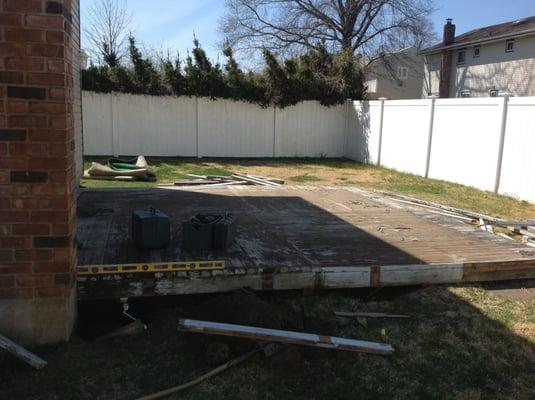 Deck repair before sanding  and painting.