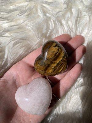 Tigers eye, rose quarts.