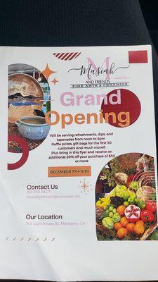 Flyer for grand opening of new store location on Saturday, December 9, 2023.