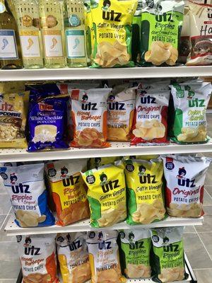 Great selection of Utz and some wines to choose from