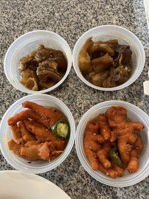 Chicken feet and beef tendon