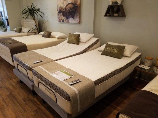 Split King All Natural Latex Mattress by Natura on a Structures Adjustable Bed