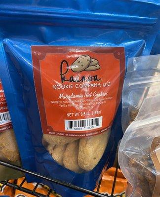 Kainoa Kookie Company LLC  Macadamia Nut cookies. Found these at Kapiolani Medical Center Gift Shop!