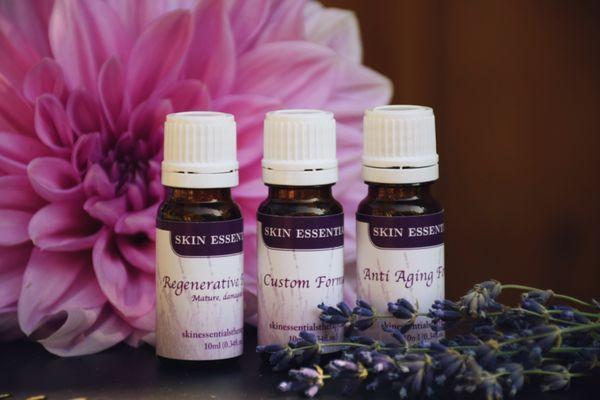 Skin Essentials Therapeutic Aromatherapy Blends For The Face. These Formulas were developed by Skin Care Therapist Sue Silva.