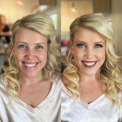 Before and after of my beautiful bride!  Hair and makeup by Elizabeth Hickman