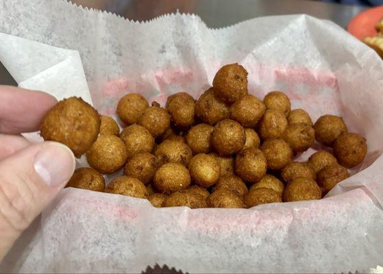 Tiny but plentiful hush puppies.