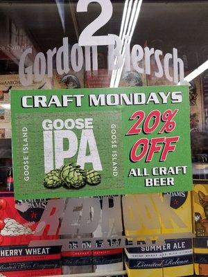 20% off All Craft Beers Every Monday