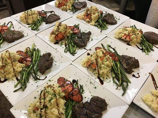 Surf & Turf/ Lobster Rissotto with Herb Marinated Beef Tenderloin