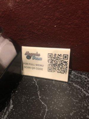 QR code for full menu 2.2.23