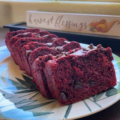 Red velvet double chocolate chip banana bread