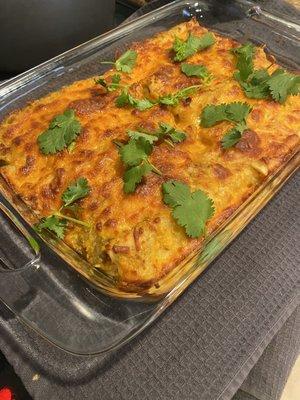 Green enchilada w Pochitos corn tortillas