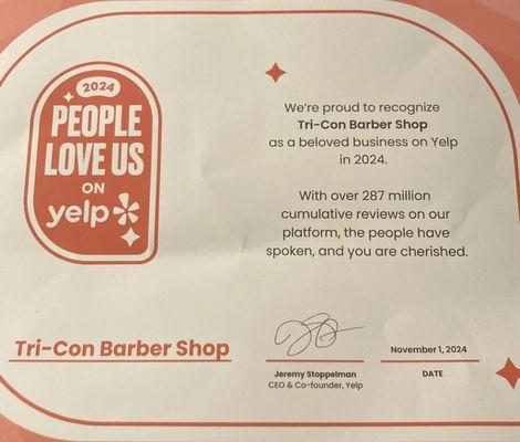 Thanks to our customers we were picked as a favorite business for 2024 on yelp!