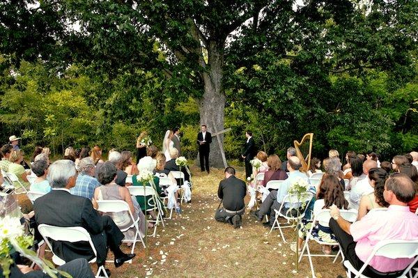 Wedding ceremony under Acorn Inn Oak tree