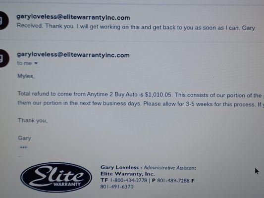 Self explained from Elite Warranty  ..Luckily had the email for the amount or I was gonna get shortened