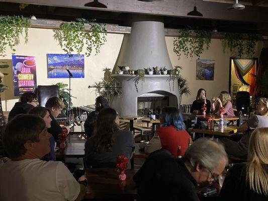 Stage and audience for the comedy night!